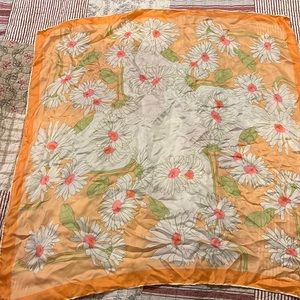Vintage MCM Vera Neumann ladybug daisies silk scarf square 25”